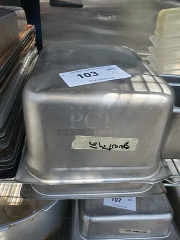 Lot of 2 Stainless Steel Food Pans *without lids* - Image 1 of 4