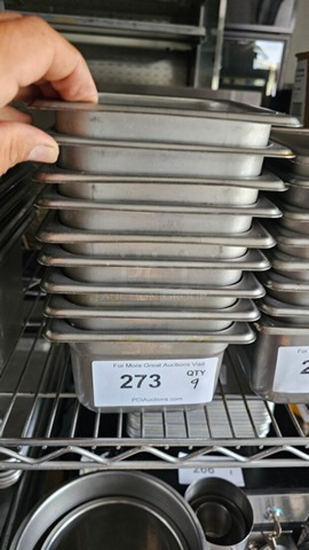 Lot of 9 Stainless Steel Square Food Pans *without lids* - Image 2 of 2