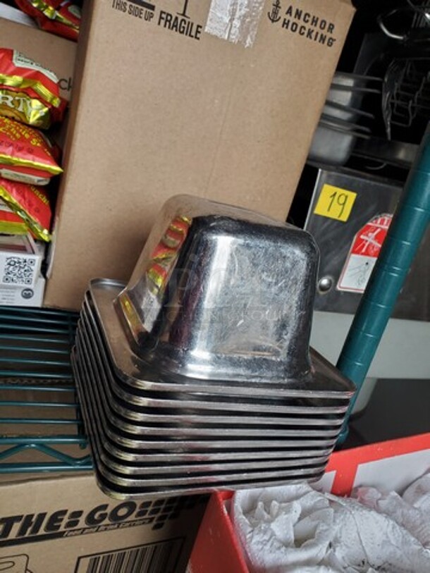 Lot of 9 Square Stainless Steel Containers - Image 2 of 2
