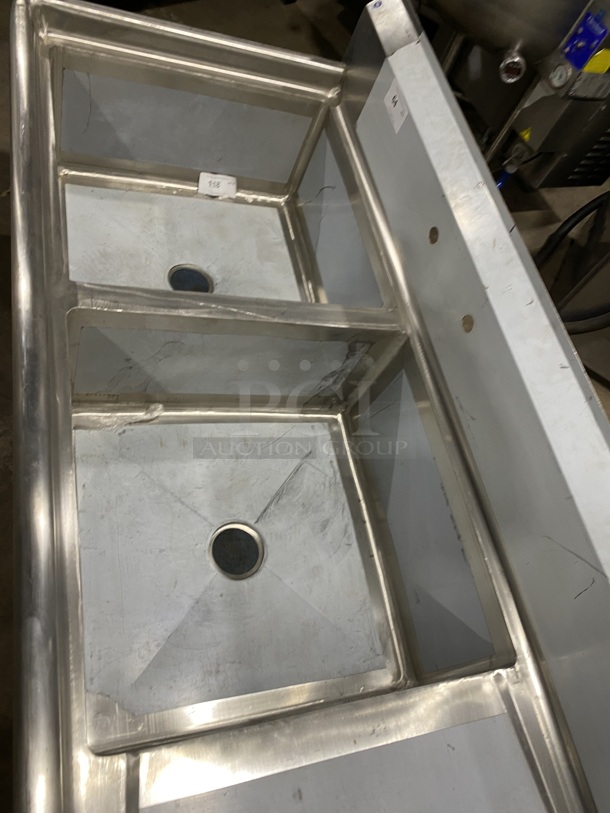 NEW! All Stainless Steel 2 Bay Prep Sink With Right Side Drain Board! NSF Quality!  - Image 5 of 8
