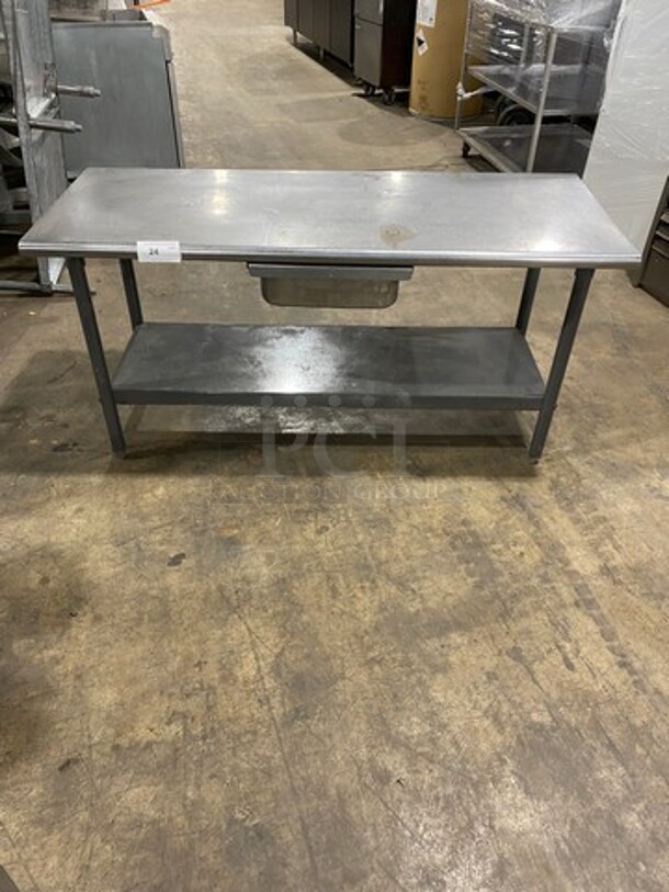 WOW! Solid Stainless Steel Work Top/ Prep Table! With Single Drawer! With Storage Space Underneath! On Legs! - Image 1 of 7
