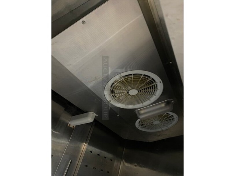 LATE MODEL! 2021 Bison All Stainless Stell Commercial Double Door Reach In Cooler! On Commercial Casters! Working When Removed! MODEL: BRR-46 SN: BRR-4600321052900K8008 1PH!
 - Image 6 of 9