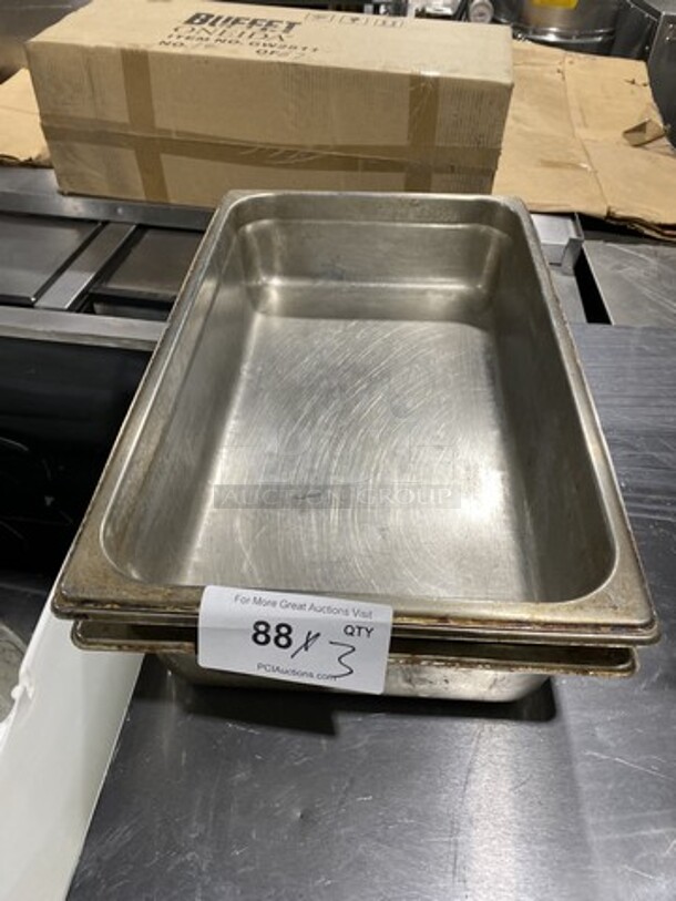 Commercial Steam Table/ Prep Table Food Pans! All Stainless Steel! 3x Your Bid!