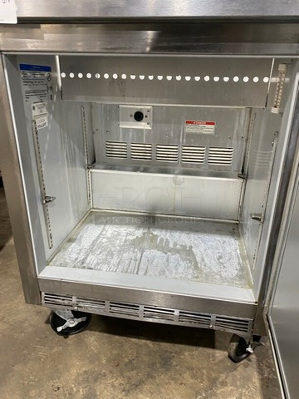 Beverage Air Commercial Refrigerated Sandwich Prep Table! With Single Door Storage Space Underneath! All Stainless Steel! On Casters! Model: SP27 SN: 7208954 115V 60HZ 1 Phase - Image 6 of 8