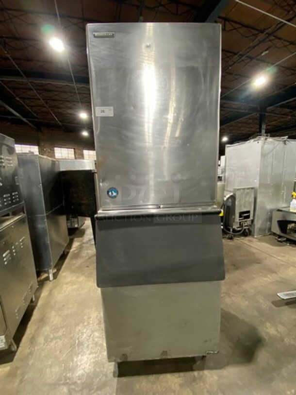 Hoshizaki Commercial Ice Maker Machine! With Commercial Ice Bin! All Stainless Steel! On Legs! 2x Your Bid Makes One Unit!  - Image 1 of 9