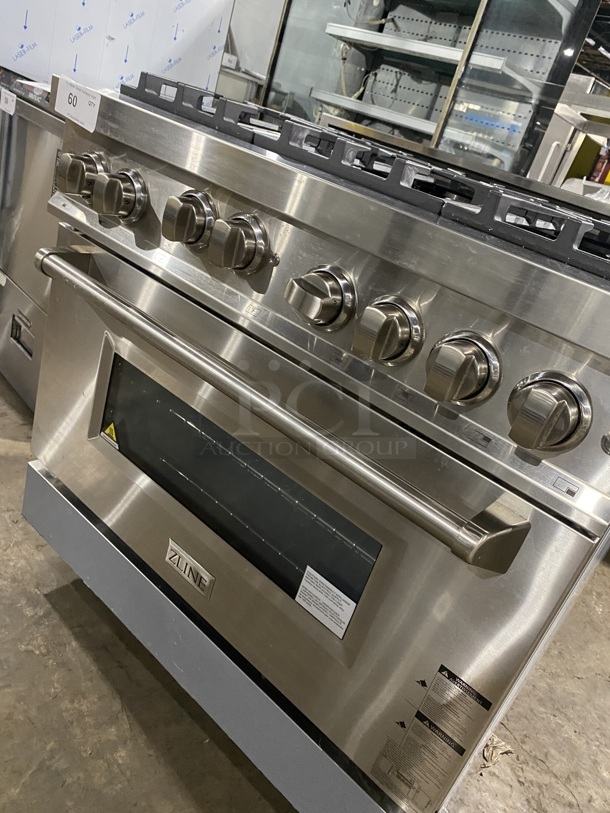 2019 AMAZING! ZLINE Gas Powered 6 Burner Stove! With Oven Underneath! Stainless Steel! On Legs! MODEL RG36 SN:RG36GE21060120-02 120V/60Hz - Image 8 of 11