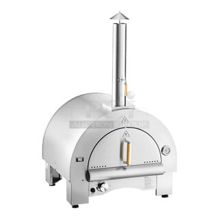 BRAND NEW SCRATCH & DENT! Backyard Pro 31 3/4" Stainless Steel Hybrid Wood / Liquid Propane Outdoor Countertop Pizza Oven - Dented On The Exterior, Missing Scrub Brush, Appears To Be No Damage To the Inside Or Ceramic Tiles. 