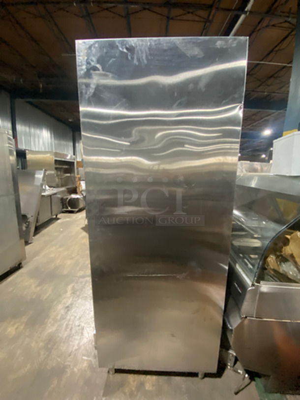 COOL! Traulsen Commercial Single Door Reach In Refrigerator! Solid Stainless Steel! On Legs! Model: RHT132WUTFHS SN: T67904D04! Not Tested!  115V 60HZ 1 Phase - Image 2 of 9