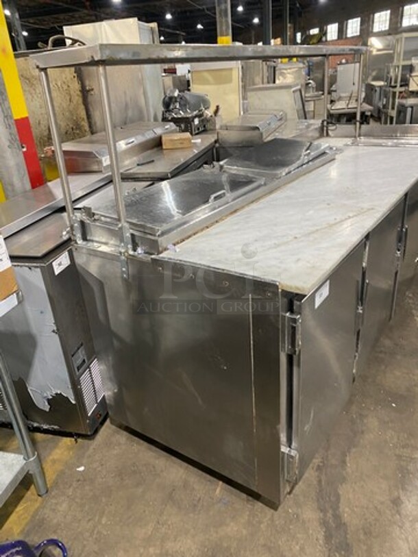 Commercial Refrigerated Pizza Prep Table! With Marble Top! With Overhead Shelf! With 4 Door Underneath Storage Space! All Stainless Steel! - Image 2 of 10