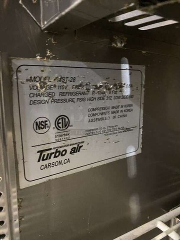 Turbo Air Refrigerated Salad Bar Island! With Double Over Head Shelf Storage! Single Door Storage Space Underneath! All Stainless Steel! On Casters! Model: MST28 115V - Image 7 of 10