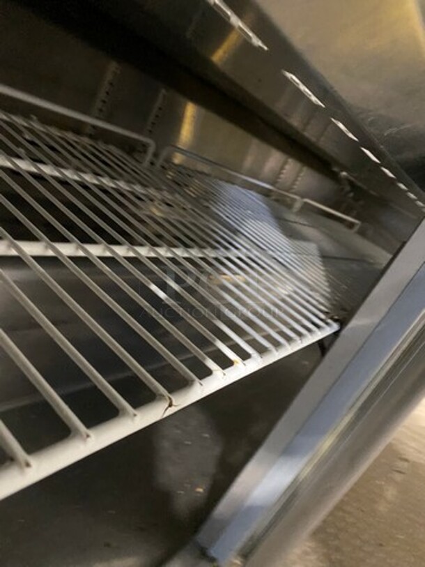 Avantco Commercial Refrigerated Sandwich Prep Table! With Commercial Cutting Board! With Double Over Head Shelf! With 3 Door Underneath Storage Space! Poly Coated Racks! All Stainless Steel! On Casters! Model: 178SSPT71MHC SN: 6720420319041307 115V - Image 6 of 10