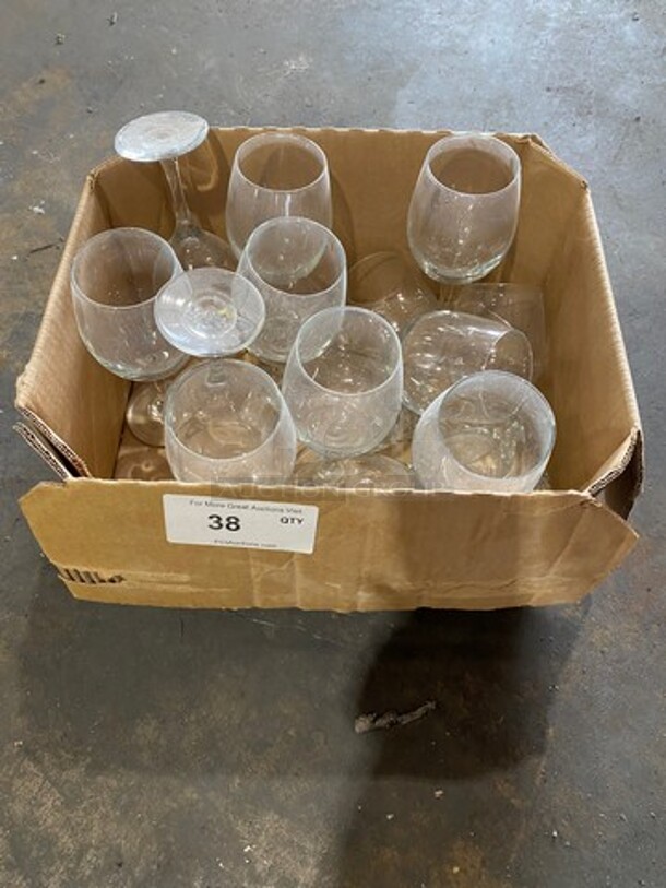 ALL ONE MONEY! Clear Glass Stemmed Wine Glasses!