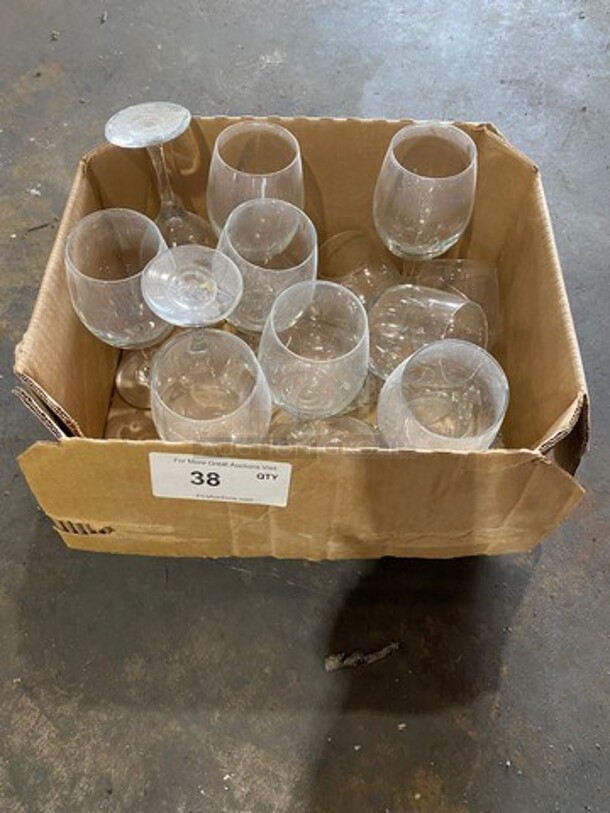 ALL ONE MONEY! Clear Glass Stemmed Wine Glasses! - Image 1 of 5