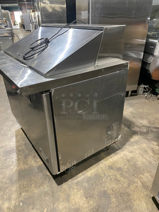 WOW! Bison Commercial Refrigerated Mega Top Sandwich Prep Table! With 2 Door Storage Space Underneath! With Poly Coated Racks! Not Tested! All Stainless Steel! On Casters! Model: BST4818 SN: BST481800317051100K80023 115V 60HZ 1 Phase - Image 4 of 9