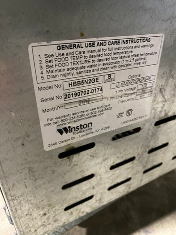 LATE MODEL! 2019 Winston Commerical 2 Drawer Food Warming/ Holding Cabinet! All Stainless Steel! On Casters! Model: HBB5N2GE SN: 201907020174 120V 60HZ 1 Phase - Image 8 of 9