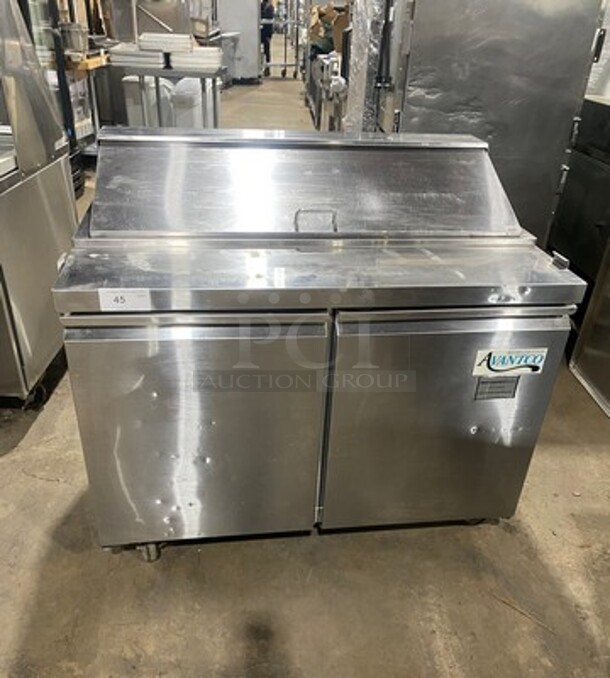 Avantco Commercial Refrigerated Sandwich Prep Table! With 2 Door Storage Space Underneath! All Stainless Steel! On Casters! Model: 178SCL2 115V