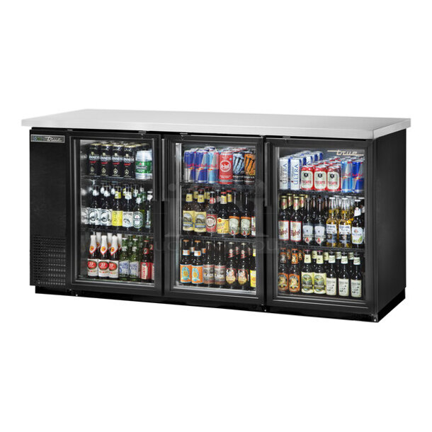 BRAND NEW SCRATCH AND DENT! 2023 True TBB-24-72G-SD Metal Commercial 3 Door Back Bar Cooler Merchandiser w/ Poly Coated Racks. 115 Volts, 1 Phase. Stock Picture Used as Gallery. Tested and Powers On But Does Not Get Cold - Image 1 of 8