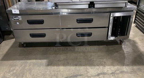 Leader Commercial Refrigerated Chef Base! With 4 Drawer Storage Space! All Stainless Steel! On Casters!