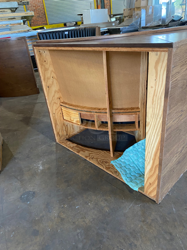 NEW! Single Sided Curved Black Cushioned Booth Seat! With Wooden Outline! Perfect For In The Corner Placement! Can Be Connected With Any Of The Booths Listed! - Image 4 of 6