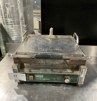 Waring Commercial Countertop Panini/Sandwich Supremo Grill! All Stainless Steel! Press With Ribbed Surface! Model: WPG250 120V