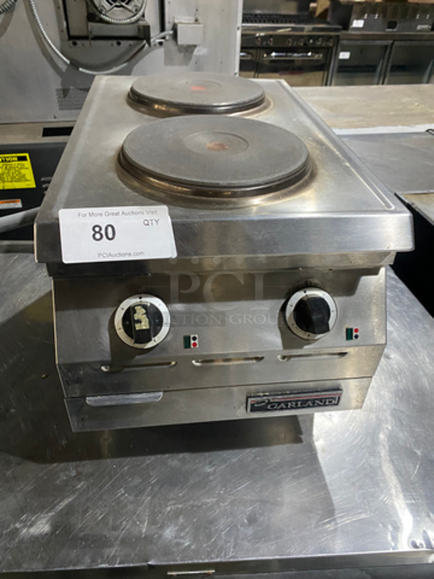Garland Commercial Countertop Electric Powered Range, Double Burner! All Stainless Steel! On Legs! Model: ED15HSE SN: 0807100101267 208V 60HZ 3 Phase