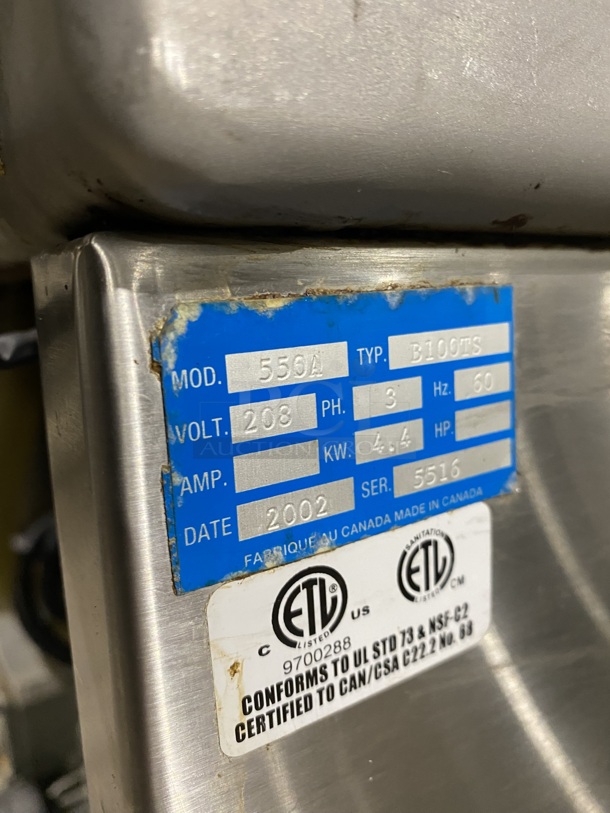 Sipromac Commercial Floor Style Single Chamber Vacuum Sealing Machine! Eletric Powered! All Stainless Steel! On Casters! MODEL 550A SN:5516 208V 3PH - Image 8 of 9