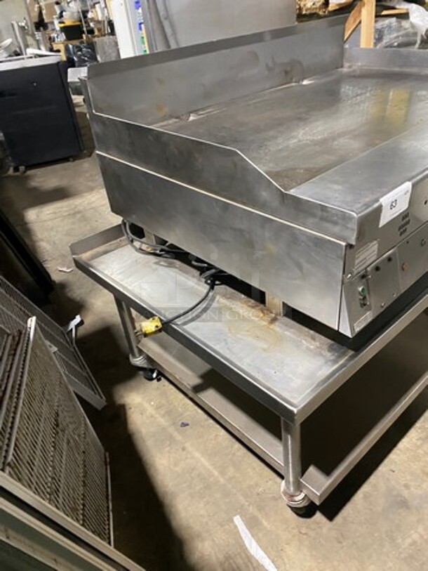 Garland Commercial Countertop Gas Powered Flat Griddle! With Back And Side Splashes! On Equipment Stand! With Storage Space Underneath! All Stainless Steel! On Casters! - Image 4 of 8