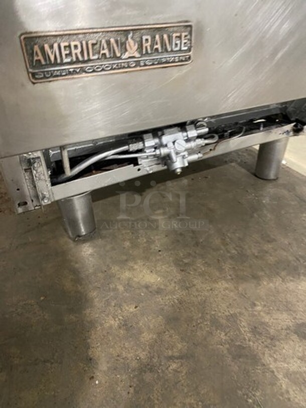 American Range Commercial Natural Gas Powered 4 Burner Stove! With Raised Back Splash! With Oven Underneath! All Stainless Steel! On Casters! - Image 9 of 10