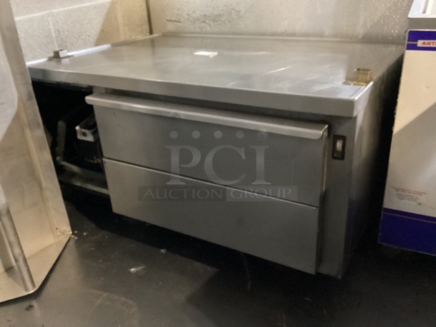 Stainless Steel Low Rise Table W/2 Chiller Drawers. NOT TESTED 
48 x 36 x 25. - Image 1 of 2