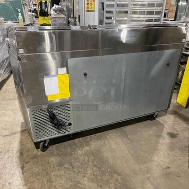 Asber Stainless Steel Commercial Pizza Prep Table w/ Oversized Cutting Board on Commercial Casters! 115 Volts, 1 Phase! - Image 4 of 11