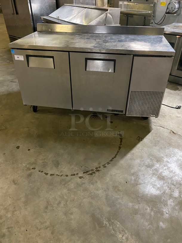 True Commercial Work Top Cooler! With 2 Door Storage Space Underneath! With Poly Coated Racks! All Stainless Steel! On Casters! Model: TWT67 SN: 7838247 115V 60HZ 1 Phase