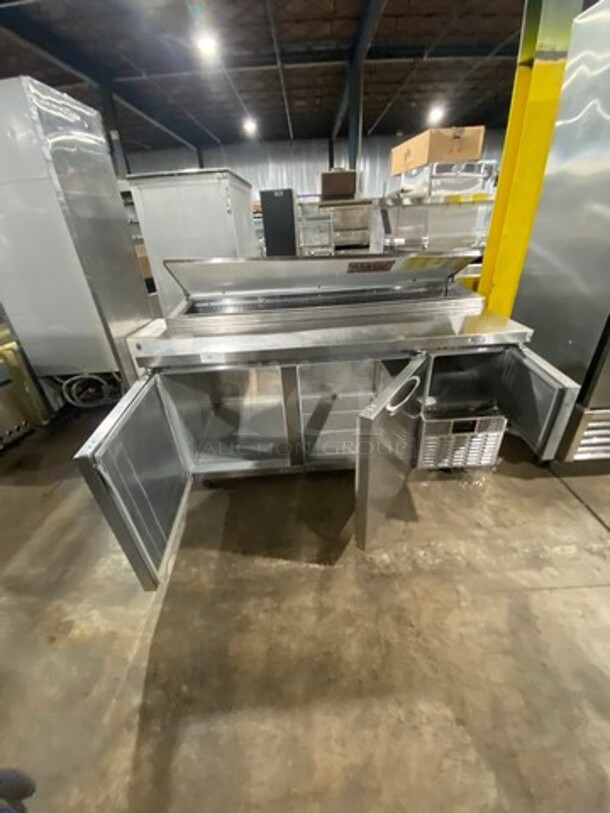 Continental Commercial Refrigerated Pizza Prep Table! With 3 Door Storage Space Underneath! All Stainless Steel! On Casters! Model: CPA68 SN: 15974548 115V 60HZ 1 Phase - Image 5 of 9