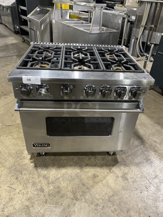 Viking Natural Gas Powered 6 Burner Range! With Convection Oven Underneath! All Stainless Steel! On Casters!