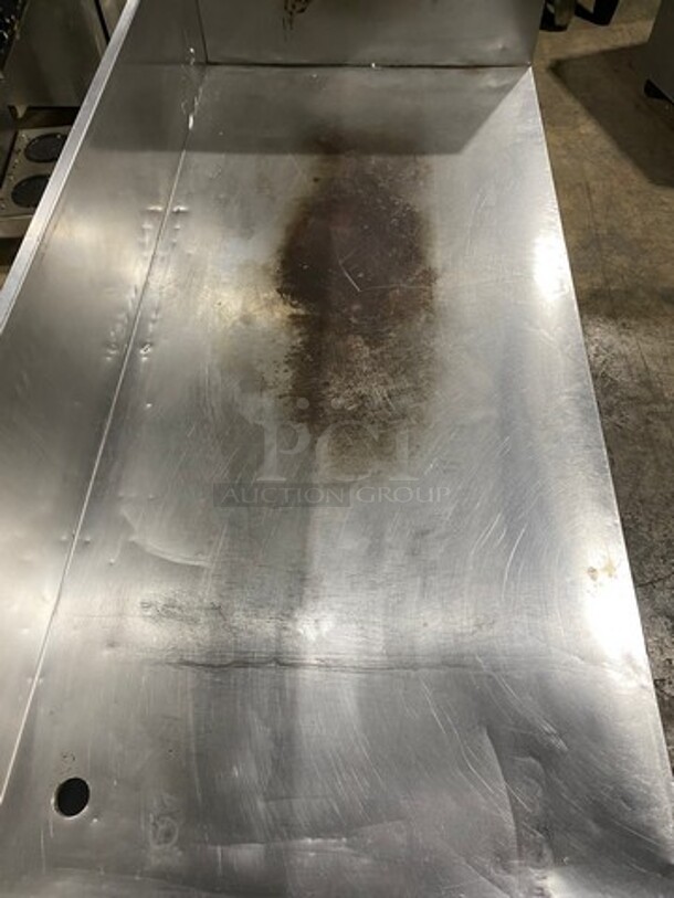 Custom Made Commercial Work Top Table/ Equipment Stand! With Raised Back And Side Splashes! With Storage Space Underneath! All Stainless Steel! On Legs! - Image 5 of 6