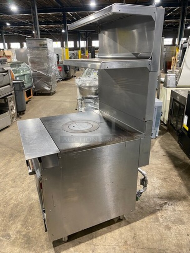 Vulcan Commercial French Top/ Hot Plate Stove! With Raised Back Splash With Double Overhead Shelf! With Oven Underneath! All Stainless Steel! On Legs! - Image 2 of 10