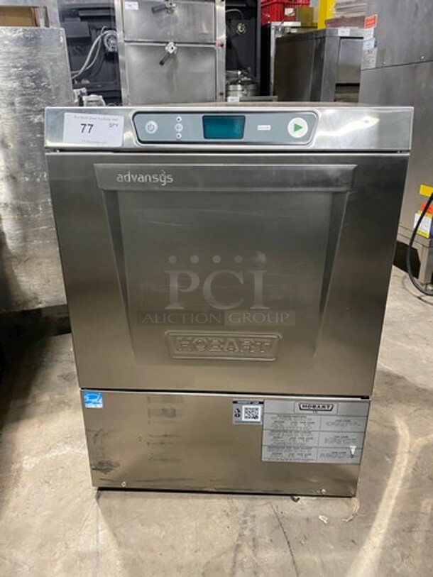 NICE! NEW! Hobart New Body Style Hobart Commercial Under The Counter Heavy Duty Dishwasher! With Pegged Dish Crate! All Stainless Steel! Model: LXER SN: 231234450 120/208V 60HZ 1 Phase
