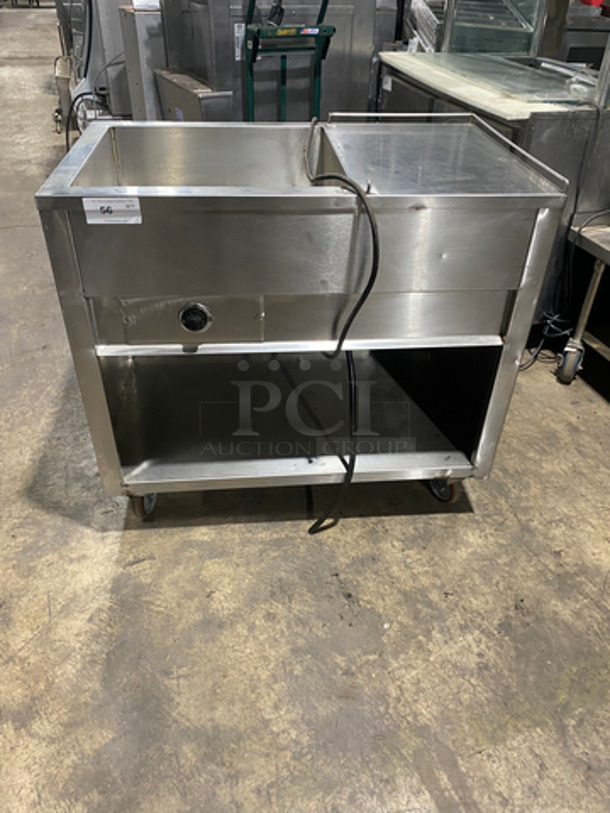 Commercial Single Bay Steam Table! With Right Side Work Top! With Storage Space Underneath! Solid Stainless Steel! On Casters!