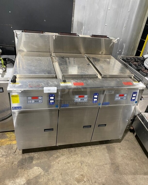 WOW! Pitco Commercial Natural Gas Powered 3 Bay Pasta Cooker! With Backsplash! All Stainless Steel! On Casters! Model: SRTG SN: G16AD007609 - Image 1 of 11