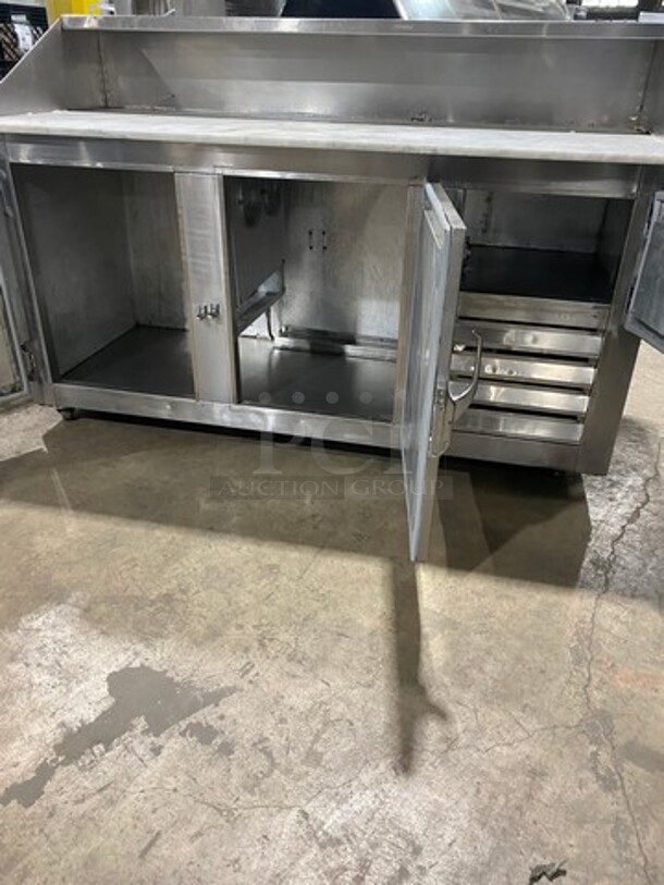 Bari Commercial Refrigerated Pizza Prep Table! With Marble Top! With 3 Door Storage Space Underneath! All Stainless Steel! On Casters! - Image 6 of 9