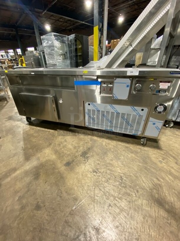 GREAT! NEW! Wells Commercial Drop In Steam Table/ Prep Station Combo! With Storage Space Underneath! All Stainless Steel! On Casters! Model: MOD200TD SN: M2TD0318A0005 208/240V