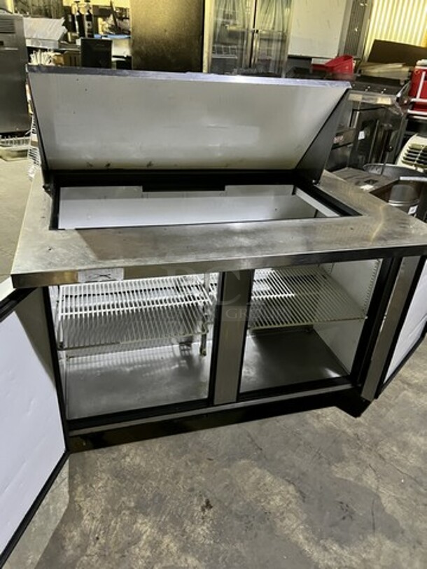 Great! True All Stainless Steel Mega Top Refrigerated Sandwich Prep Table! With 2 Door Storage Underneath! With Racks! Model TSSU-4818M Serial 5272463! 115V 1 Phase! On Casters! Working When Removed! - Image 5 of 8