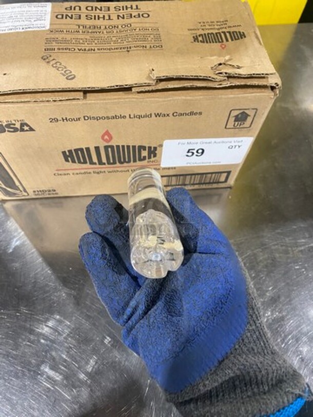 NEW! IN THE BOX! Hollowick Commercial Disposable Clear Liquid Wax Candles!  - Image 3 of 4