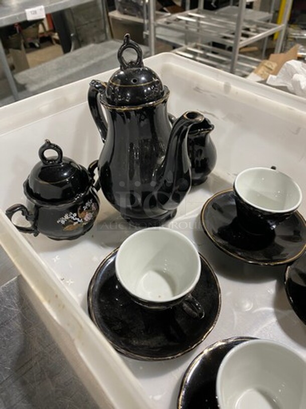 CUTE! ALL ONE MONEY! Complete Tea Set! Includes, Tea Pot With Lid, Sugar Bowl With Lid, Creamer Pitcher, 4 Teacups With Saucers! - Image 5 of 12