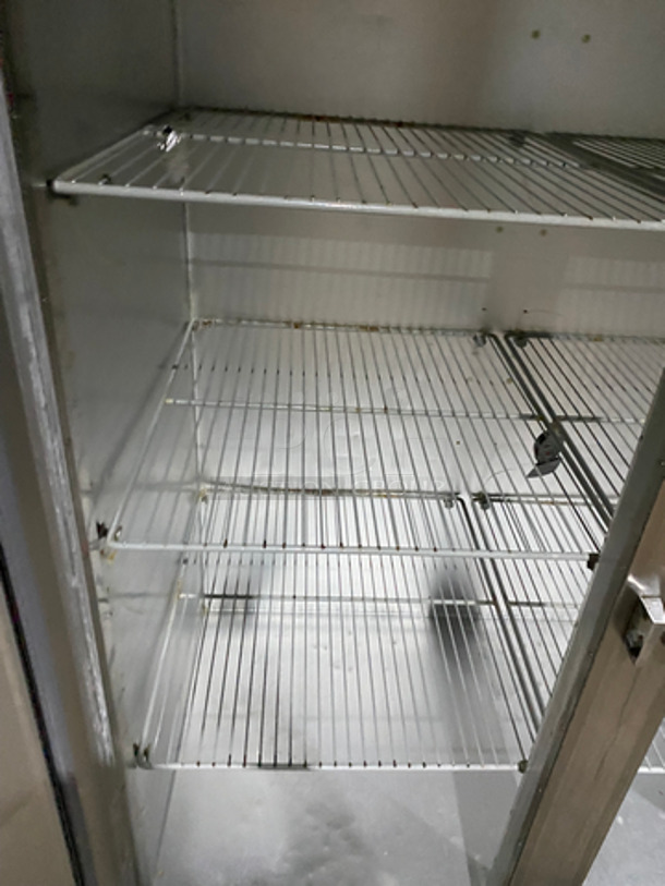 COOL! Traulsen 2 Door Reach In Freezer Unit! With Poly Coated Racks! All Stainless Steel! On Casters! Model: G22010 SN: TT50688J13 115V 60HZ 1 Phase! Works Great!  - Image 6 of 11