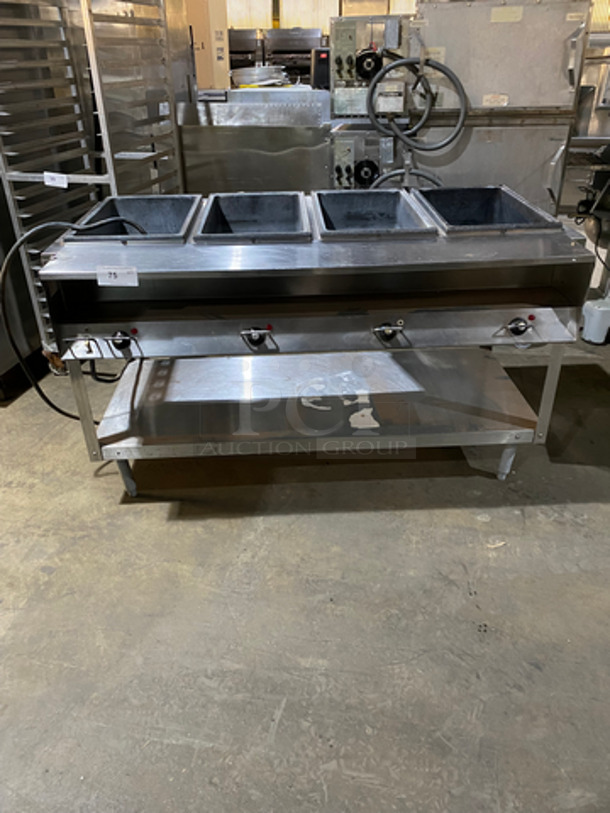Serve Well By Vollrath Commercial Electric Powered 4 Bay Steam Table! With Storage Area Underneath! All Stainless Steel! On Legs!