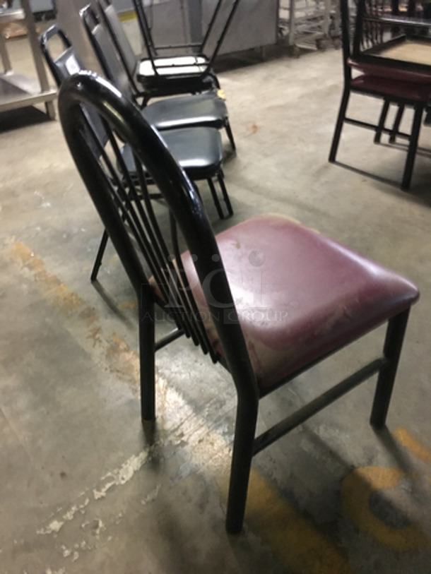 Red Patted Square Chairs! With Metal Body! 9x Your Bid! - Image 4 of 7