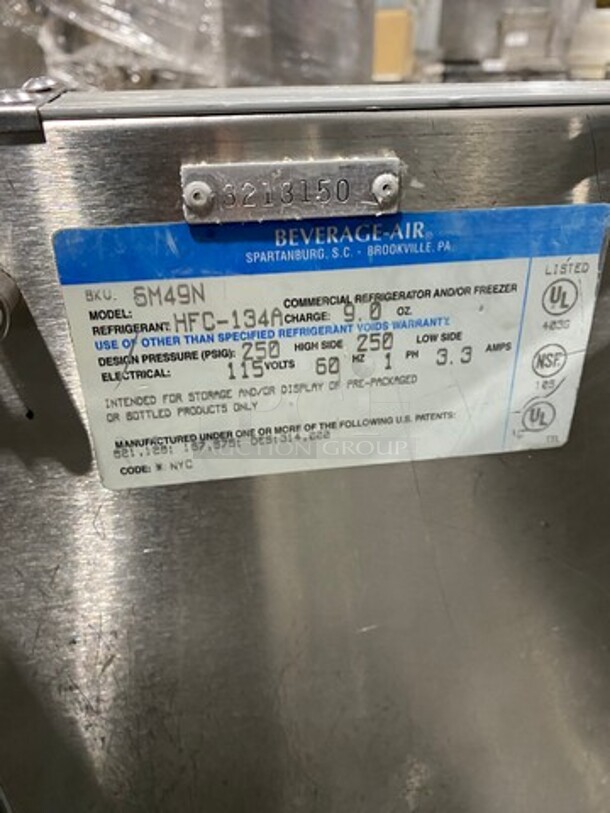 Beverage Air Single Side Access Milk Cooler! Stainless Steel! On Casters! Model: SM49N SN: 3213150 115V 1 Phase - Image 6 of 7