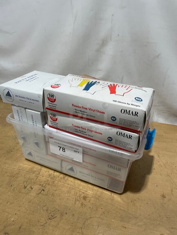 Lot Of Powder Free Vinyl Gloves! With Multifold Paper Towels & Patty Paper! All One Money!  - Image 10 of 10