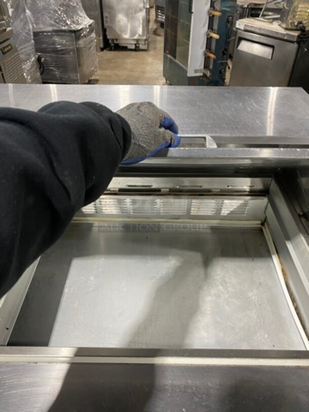 Beverage Air Commercial Refrigerated Sandwich Prep Table! With 2 Door Underneath Storage Space! All Stainless Steel! On Casters! Model: SP6024M SN: 8003818 115V 60HZ 1 Phase - Image 6 of 12