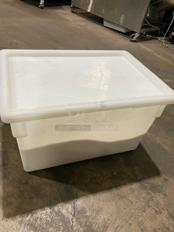 White Poly Storage Bin! With Lid! - Image 3 of 4